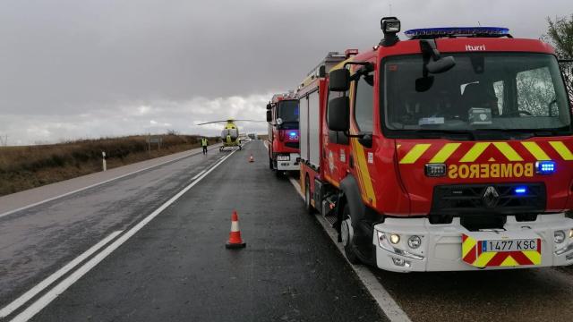 Imagen del accidente de coche en Ceinos de Campos