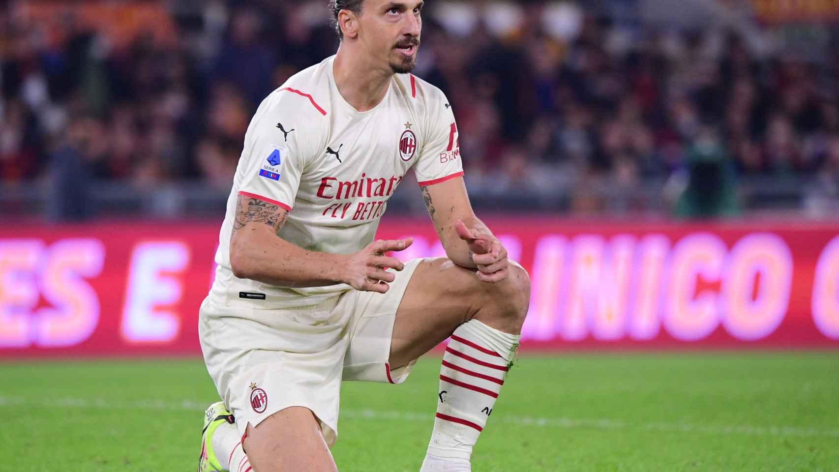 Zlatan Ibrahimovic, en un partido del Milan de la Serie A en la temporada 2021/2022