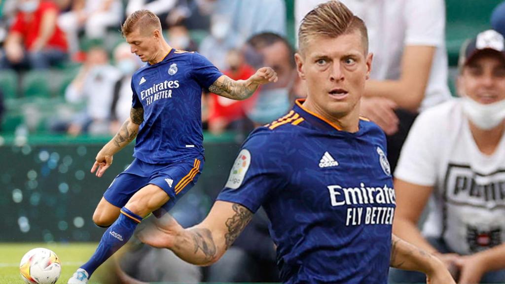 Toni Kroos, en un fotomontaje durante el partido frente al Elche