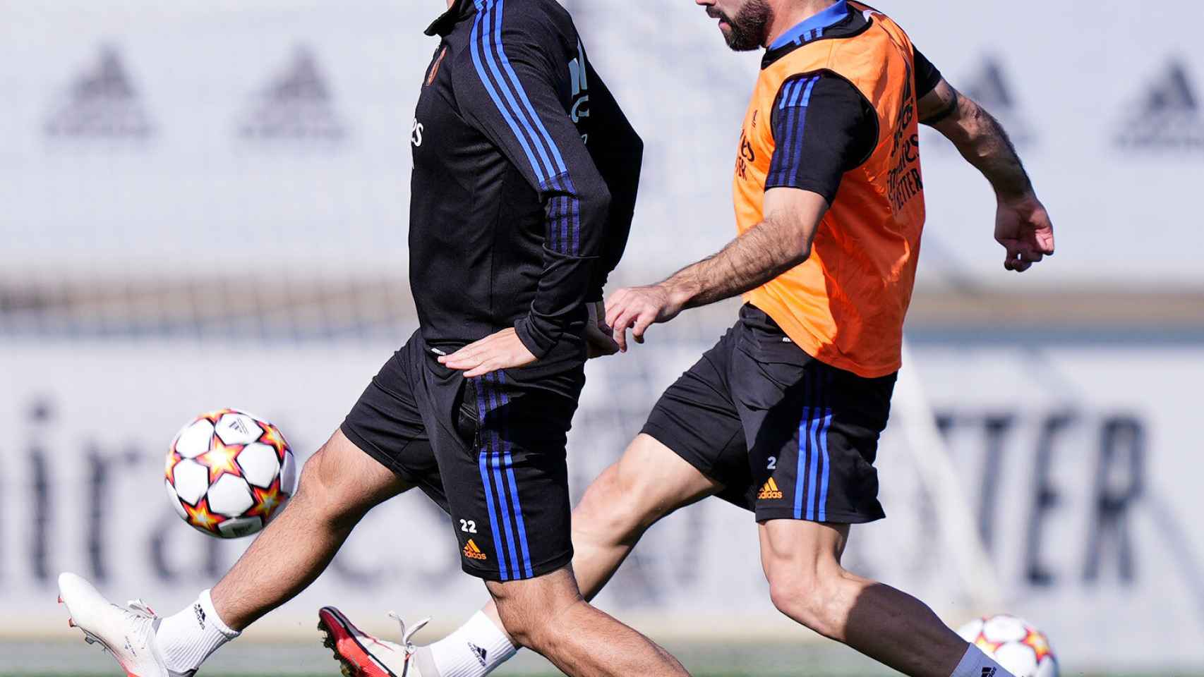 Isco Alarcón y Dani Carvajal, durante un entrenamiento con el Real Madrid.