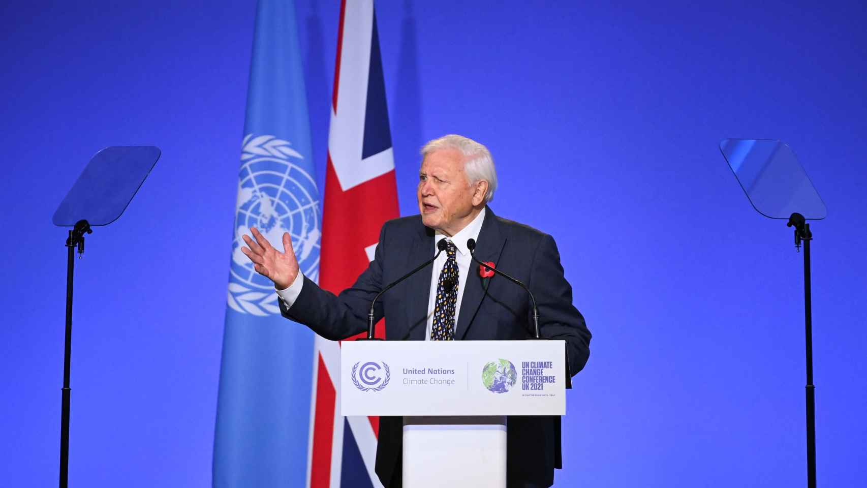 El naturalista británico David Attenborough durante su discurso en la COP26.