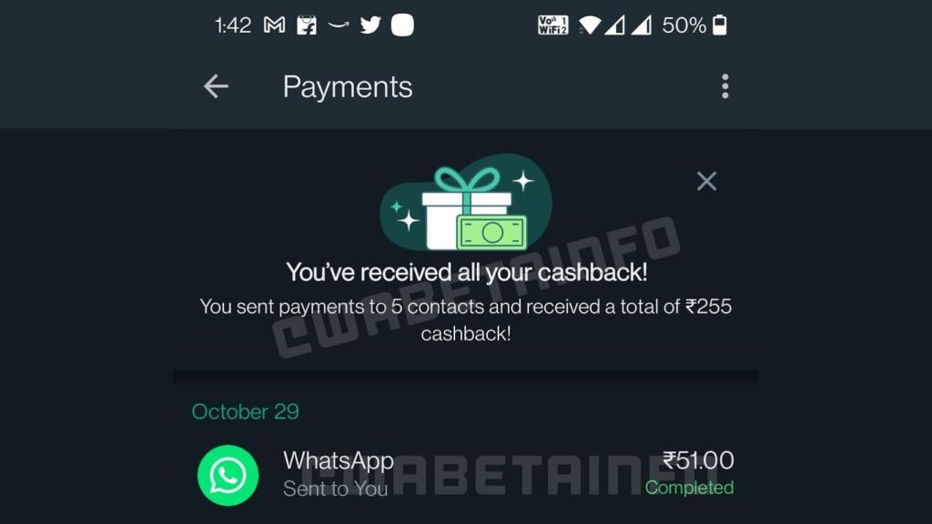 Cashback en WhatsApp