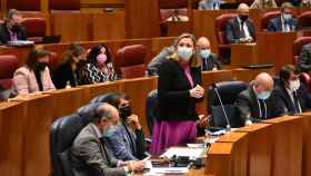 La consejera de Familia e Igualdad de Oportunidades de la Junta, Isabel Blanco durante el Pleno de las Cortes