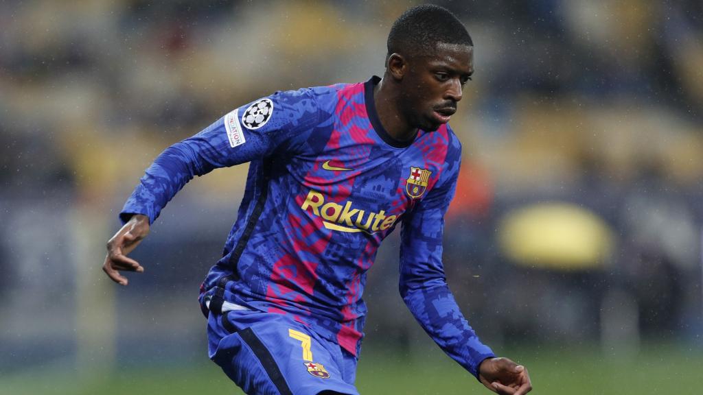 Ousmane Dembélé, en un partido del FC Barcelona de la Champions League 2021/2022