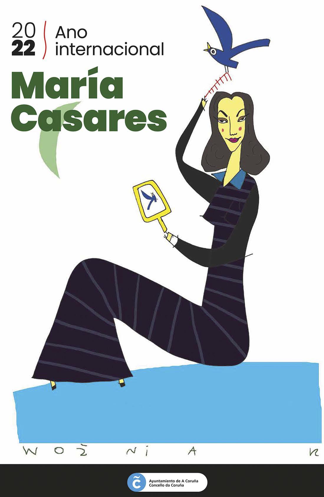 El cartel del Año Internacional María Casares, obra del ilustrador Wozniak.