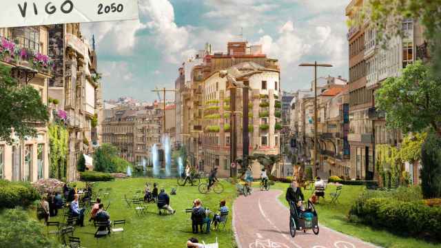 Montaje de una hipotética Puerta del Sol en 2050.