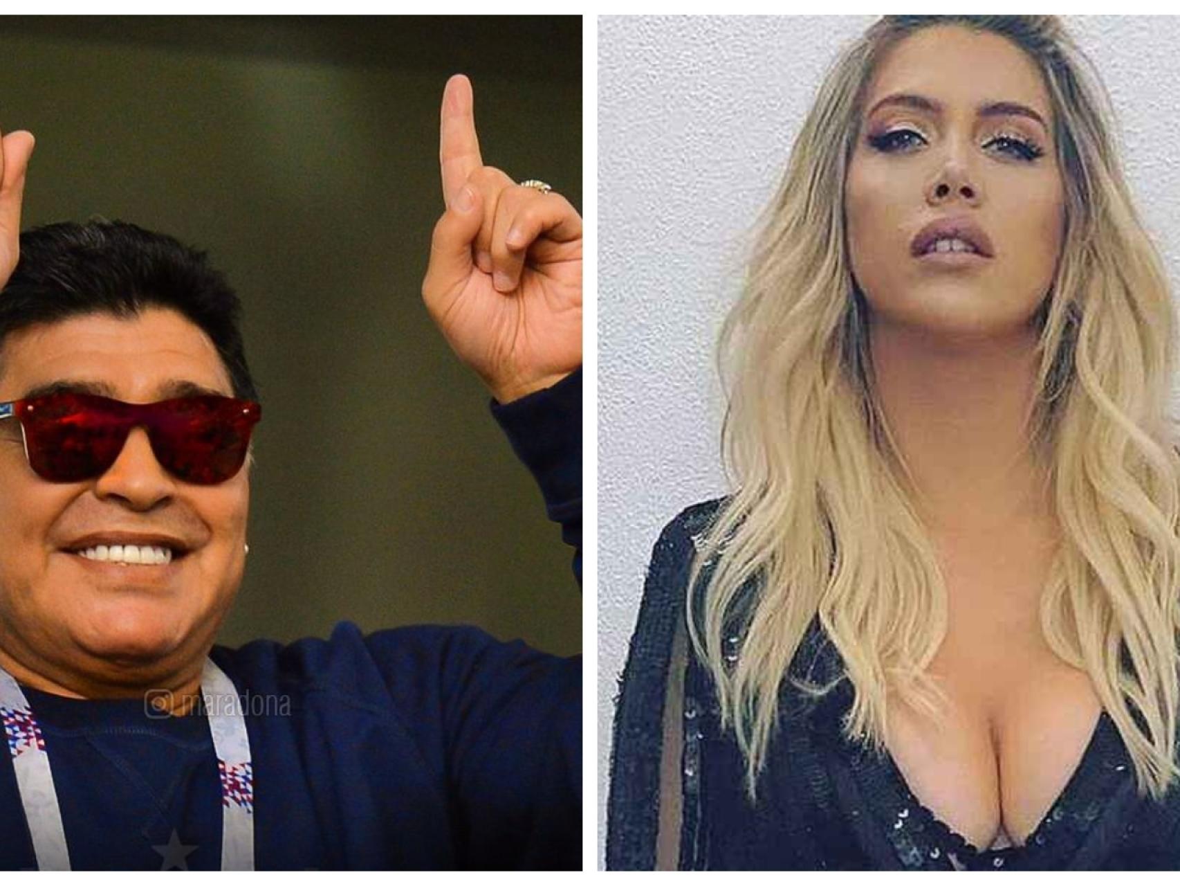 La noche de Maradona con Wanda Nara que sale a escena: 