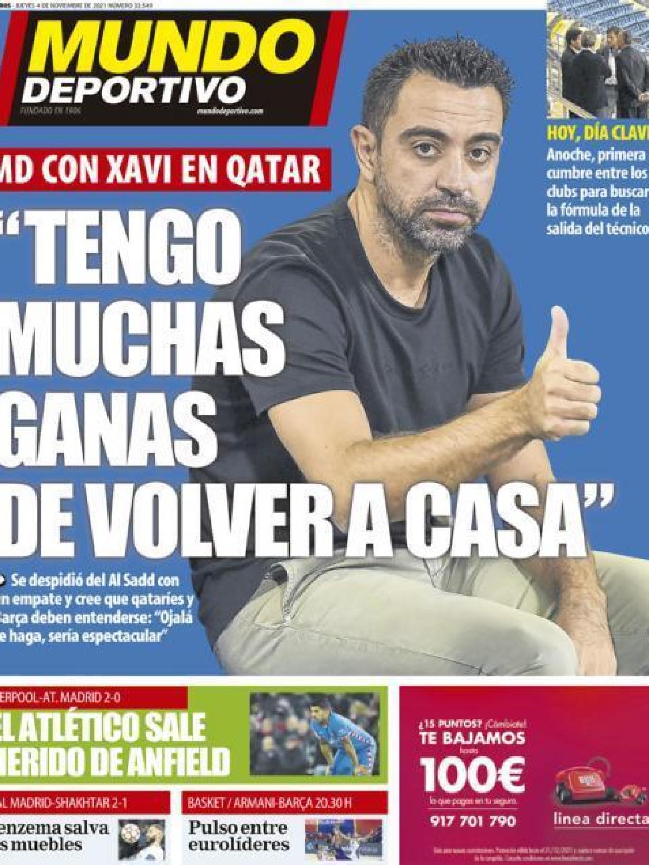 La portada del diario Mundo Deportivo (04/11/2021)