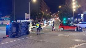 Los dos coches accidentados esta tarde en A Coruña.