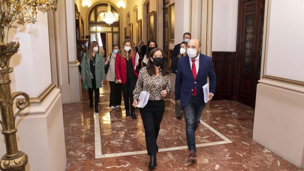 Llegada al pleno municipal de este jueves.