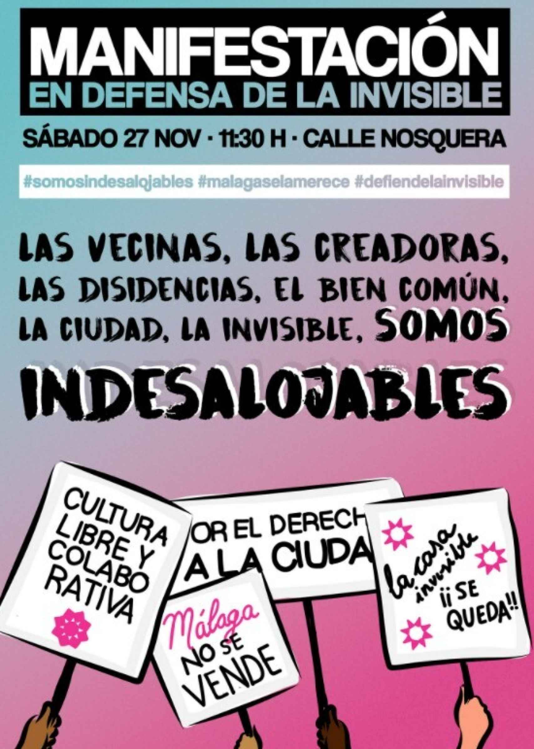 Cartel anunciando la manifestación prevista por La Invisible.