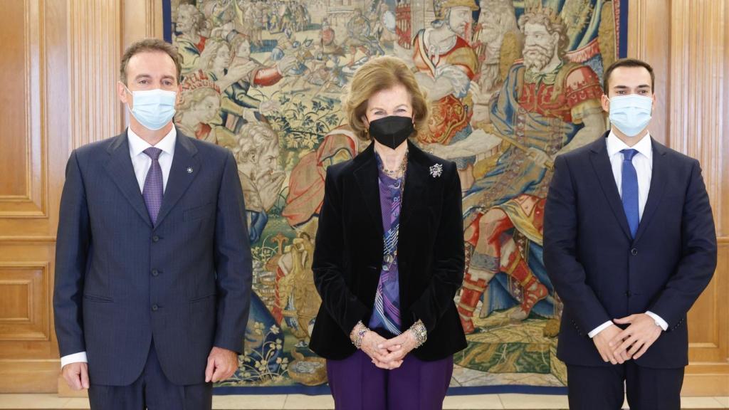 La reina Sofía durante la audiencia en la Zarzuela.