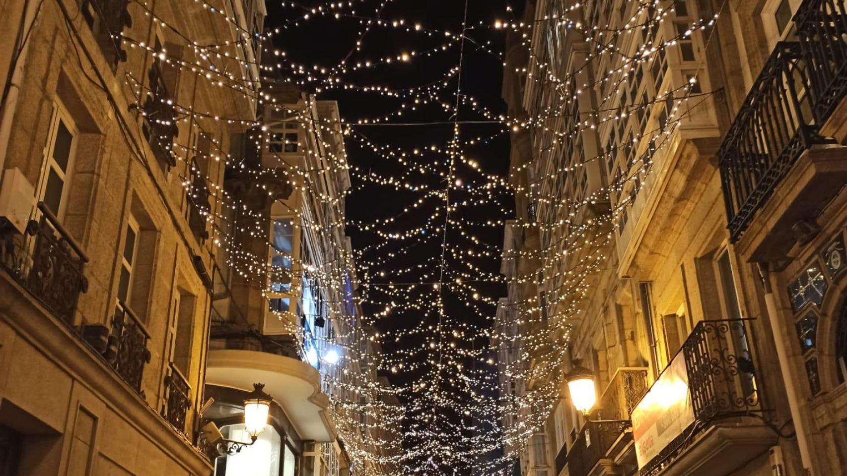 Las luces de Navidad de la Calle Real, en A Coruña.