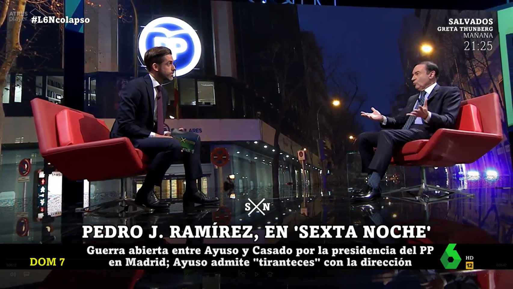 Pedro J. Ramírez y José Yélamo, presentador de 'laSexta Noche'.