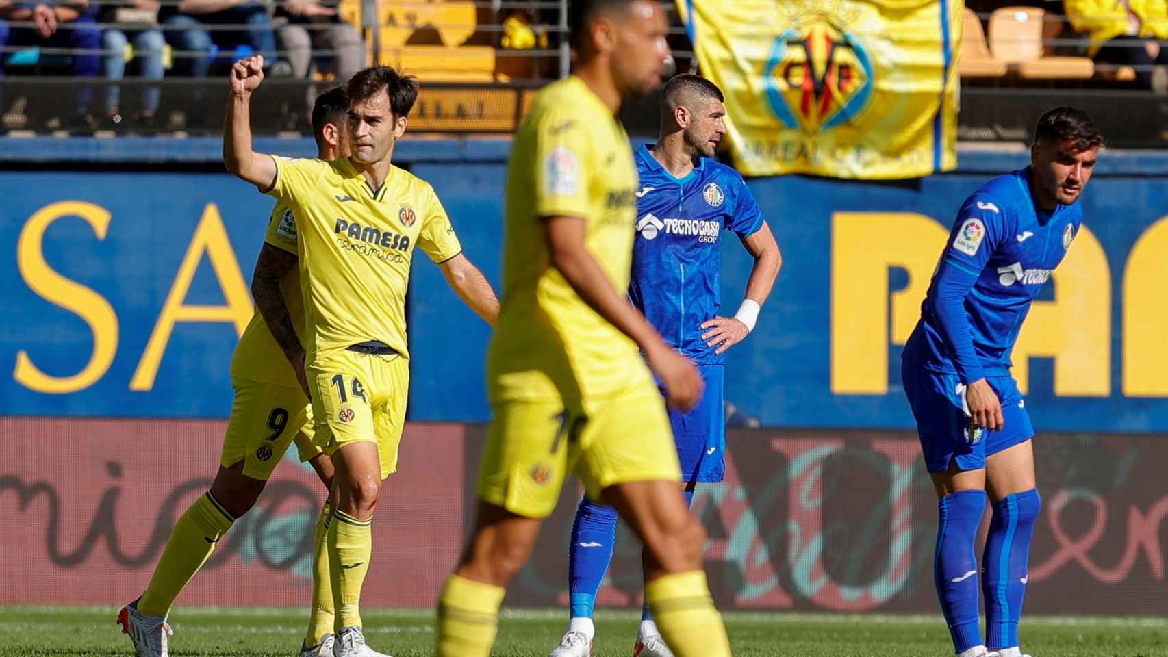 Manu Trigueros celebrando su gol en el Villarreal - Getafe