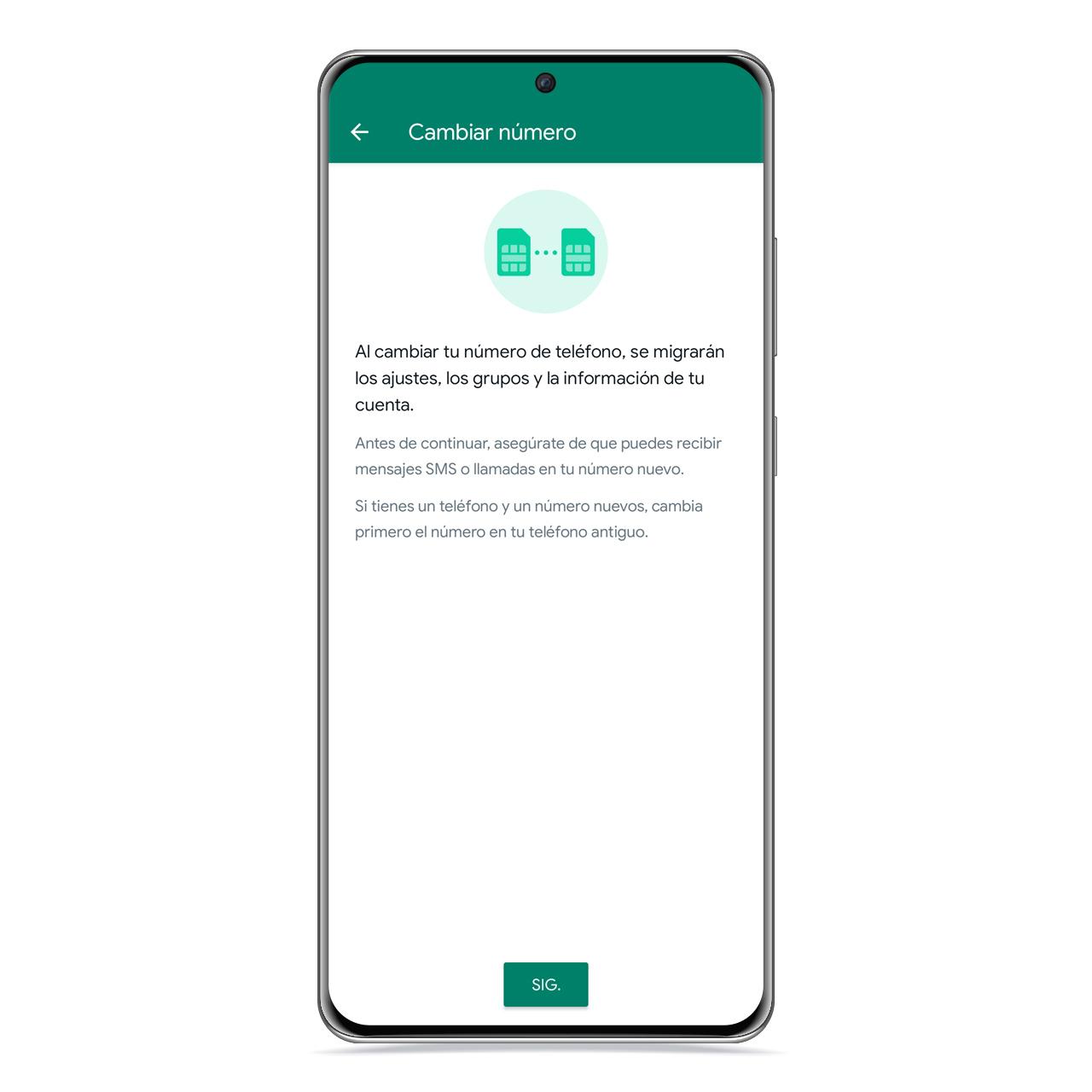 Cambiar número en WhatsApp