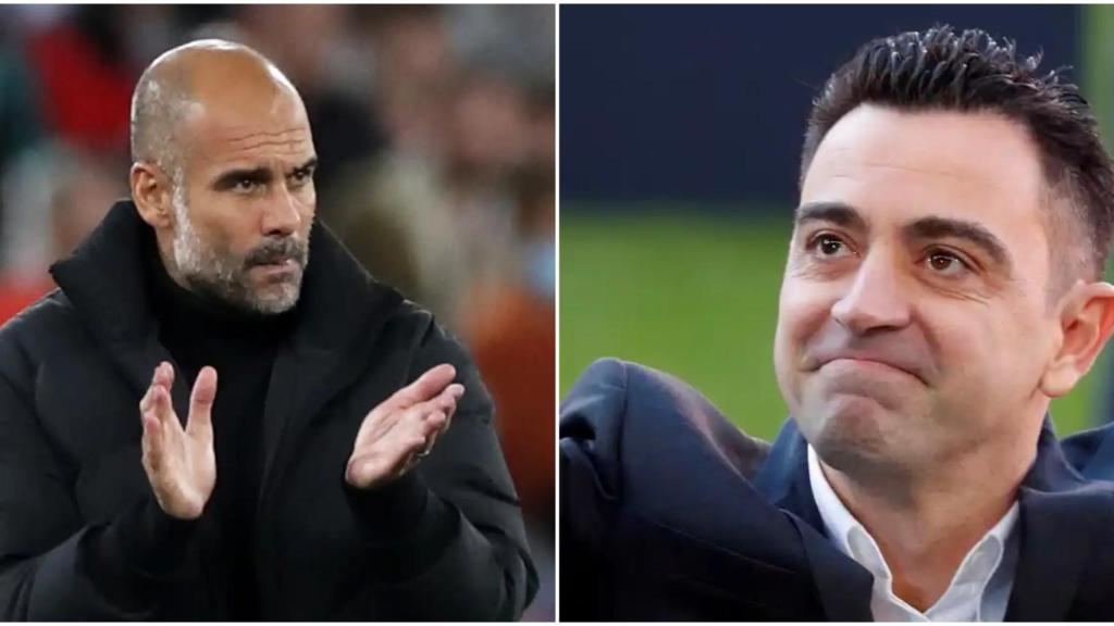 Pep Guardiola y Xavi Hernández