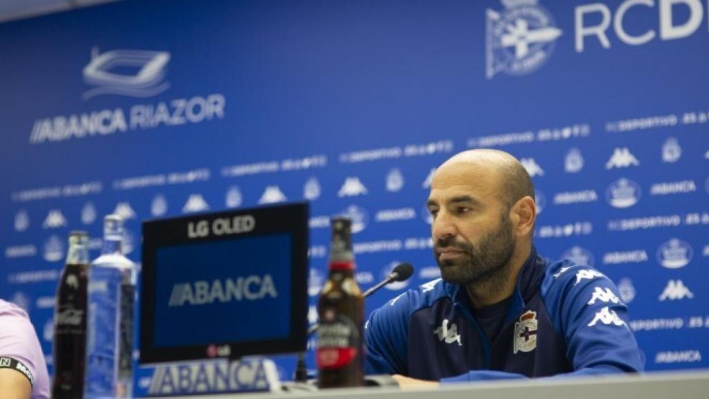 Manuel Pablo en una rueda de prensa del Deportivo