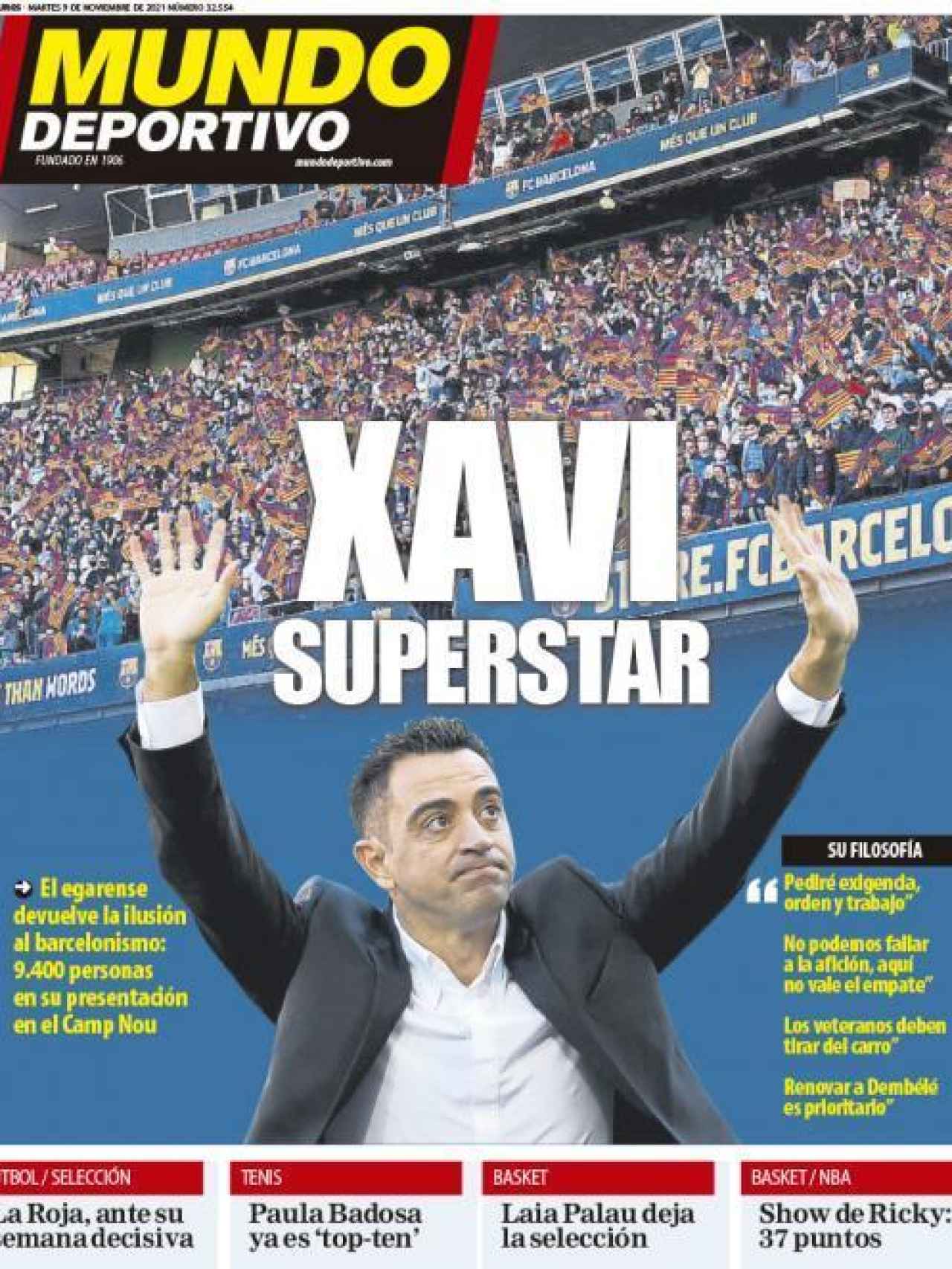 La portada del diario Mundo Deportivo (09/11/2021)