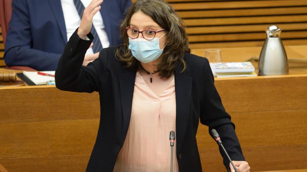 Mónica Oltra, en el parlamento valenciano. EE