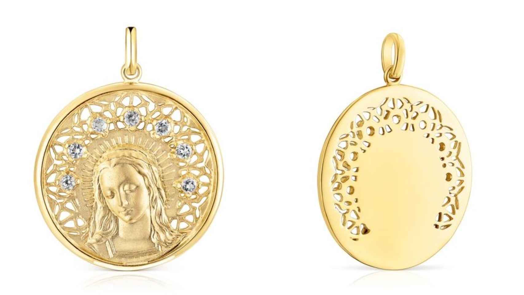 Detalle de la medalla de la Virgen María de la colección Tamara Falcó x Tous.
