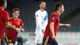 Pablo Sarabia celebra el gol ante Grecia