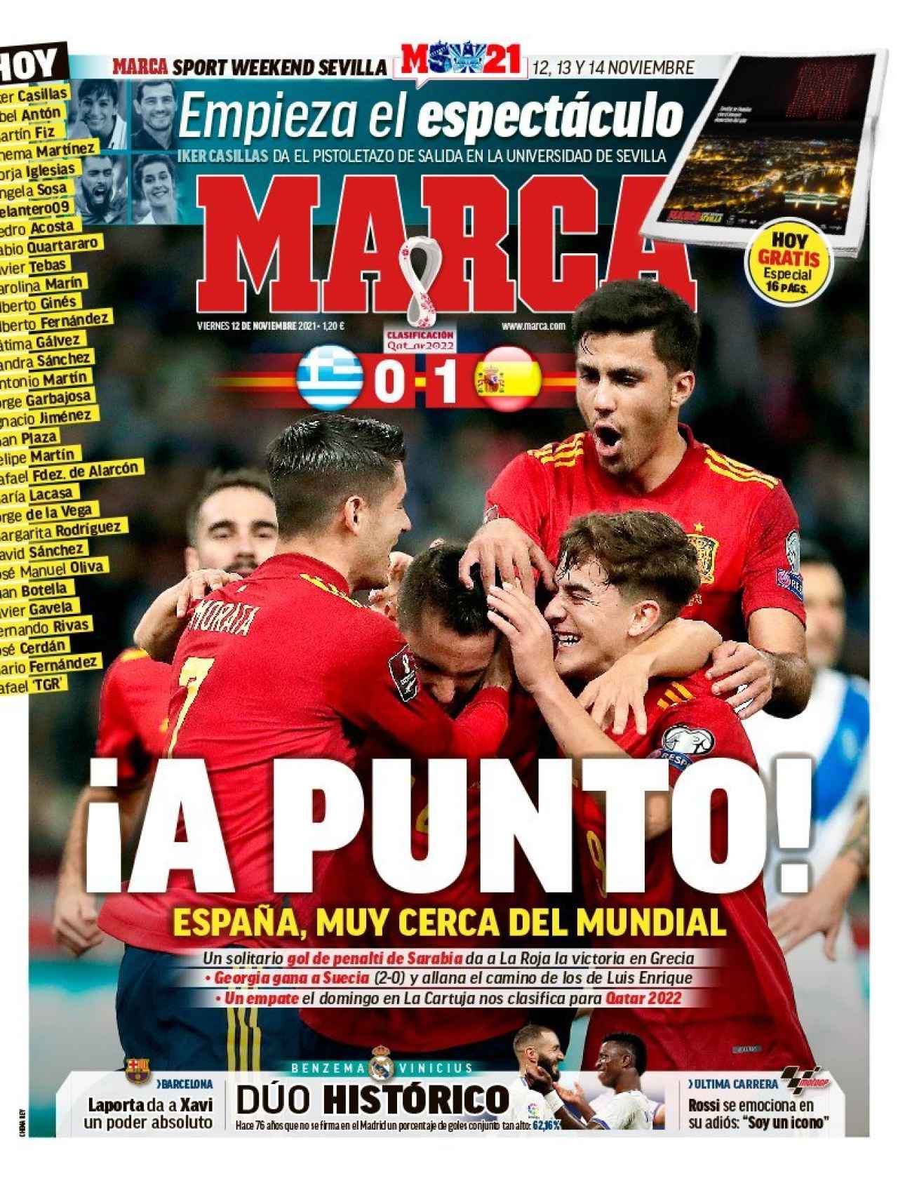 La portada del diario MARCA (12/11/2021)