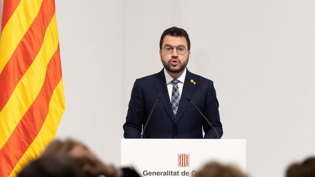 Pere Aragonès durante una rueda de prensa de la Generalitat