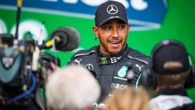 Lewis Hamilton en el Gran Premio de Brasil ante la prensa