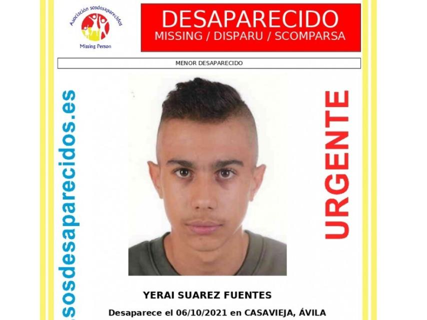 Cartel de búsqueda de Yerai Suárez Fuentes