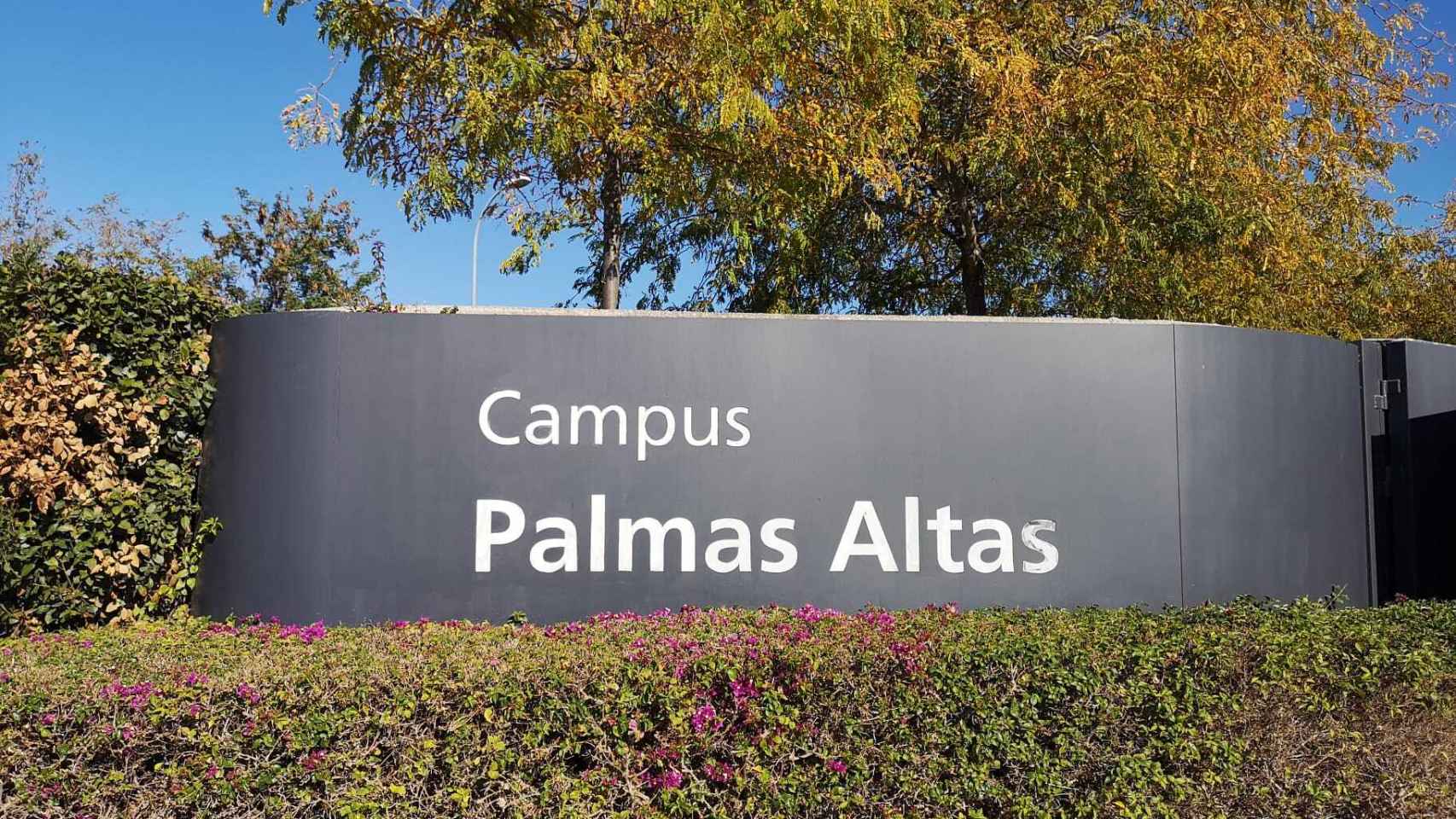 La entrada al Campus de Palmas Altas este lunes.