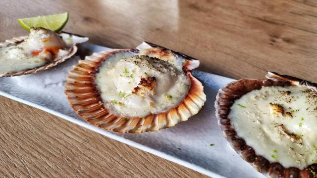 Conchas a la parmesana, las vieiras gratinadas con crema de queso