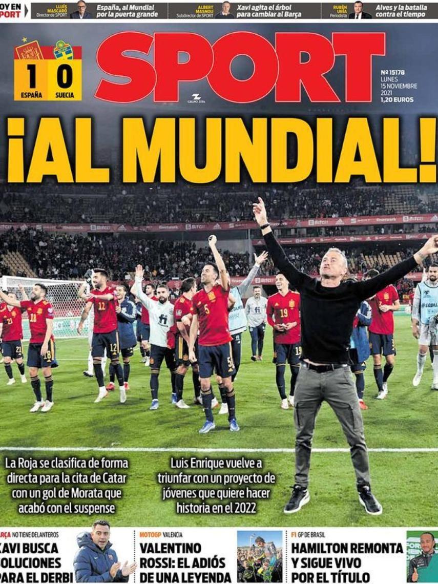 La portada del diario SPORT (15/11/2021)