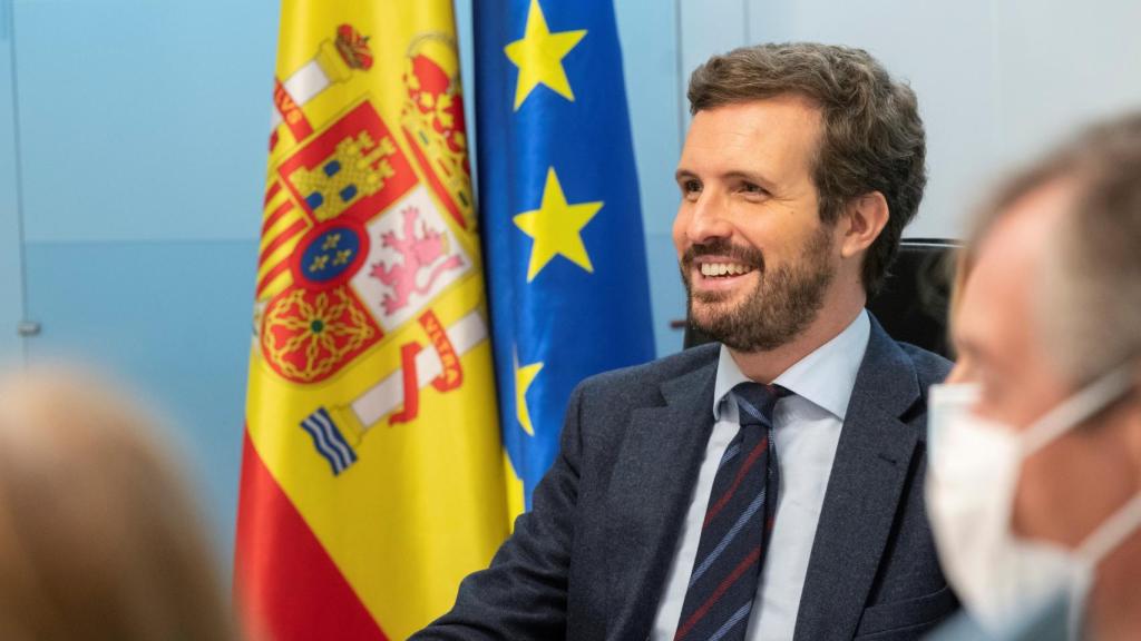 Casado, en la reunión de la dirección del PP celebrada este lunes.