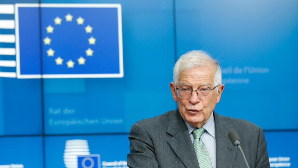 El jefe de la diplomacia de la UE, Josep Borrell, durante la rueda de prensa de este lunes