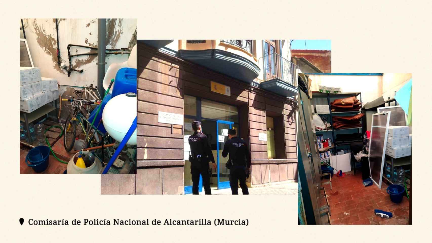 Imágenes del mal estado que presentan las estancias de la Comisaría de Policía en Alcantarilla.