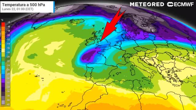 La llegada de la masa de aire polar a la Península Ibérica. Meteored.