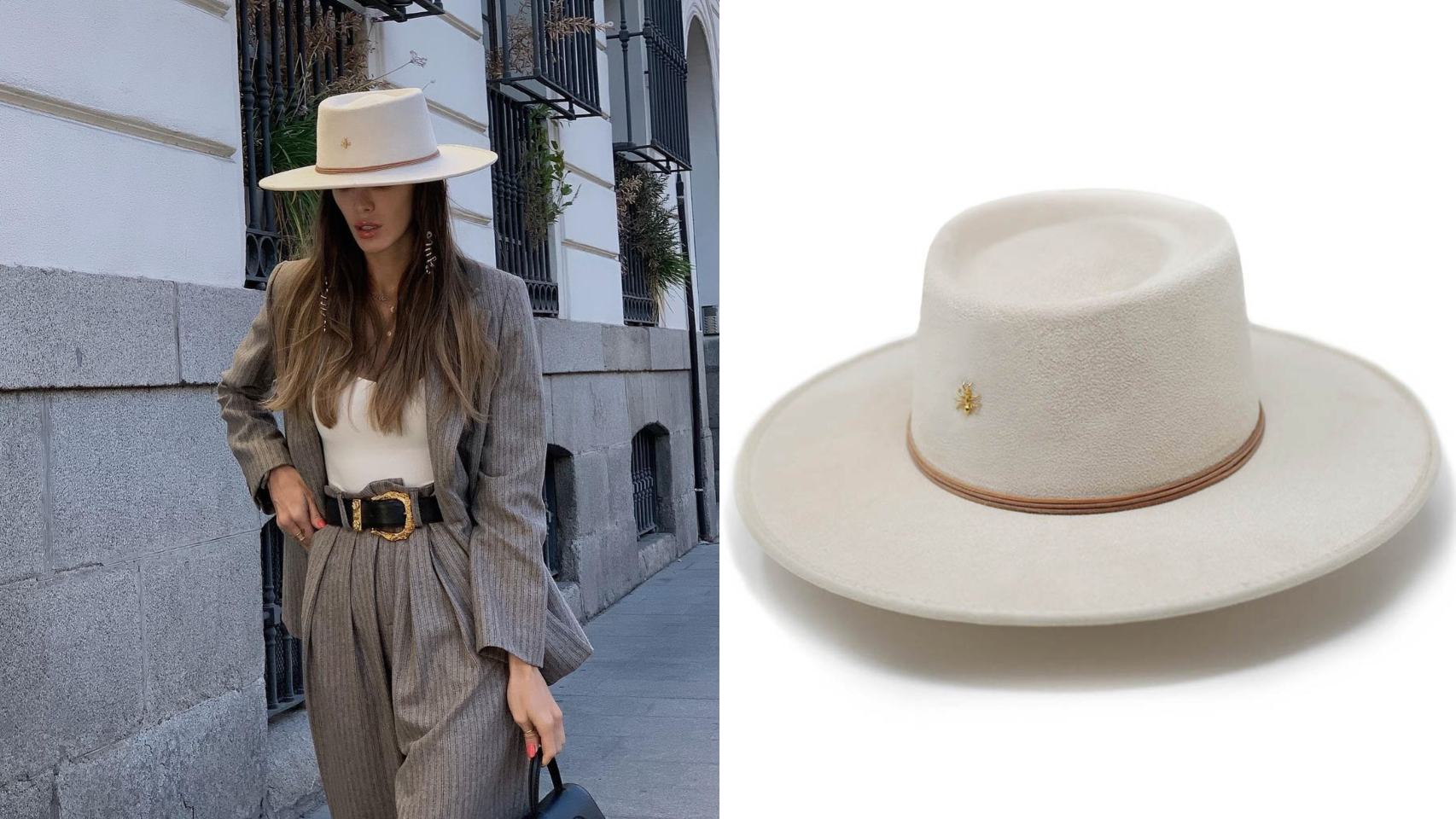 Marta López Álamo con el sombrero blanco que se compró en su último viaje a Tulum, México.