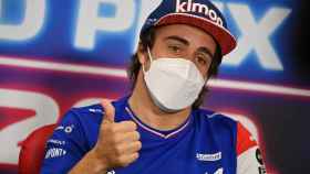 Fernando Alonso en la rueda de prensa oficial de pilotos en Qatar