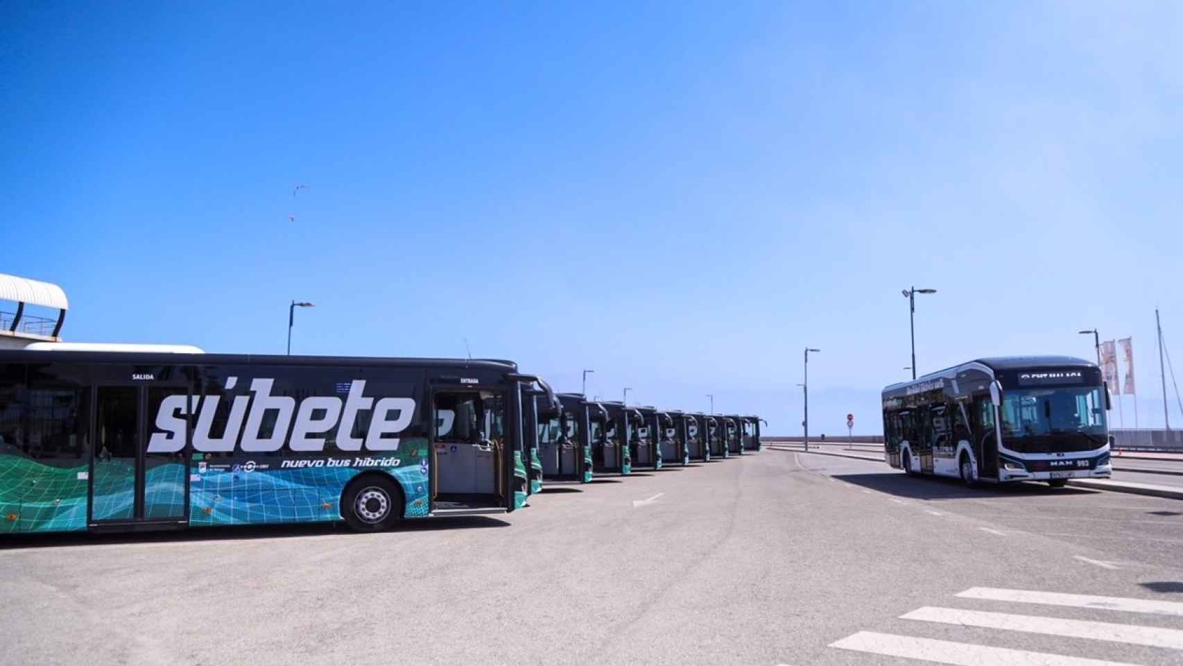 Imagen de varios de los autobuses de la EMT de Málaga en las nuevas instalaciones.