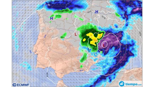 La situación de la DANA. Meteored.