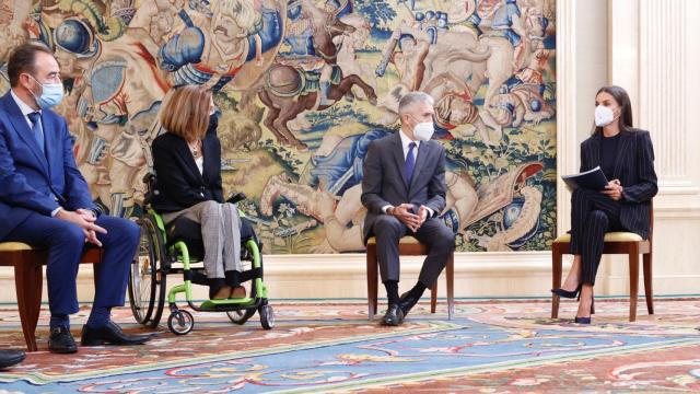 La reina Letizia en una audiencia en Zarzuela este viernes por la mañana.