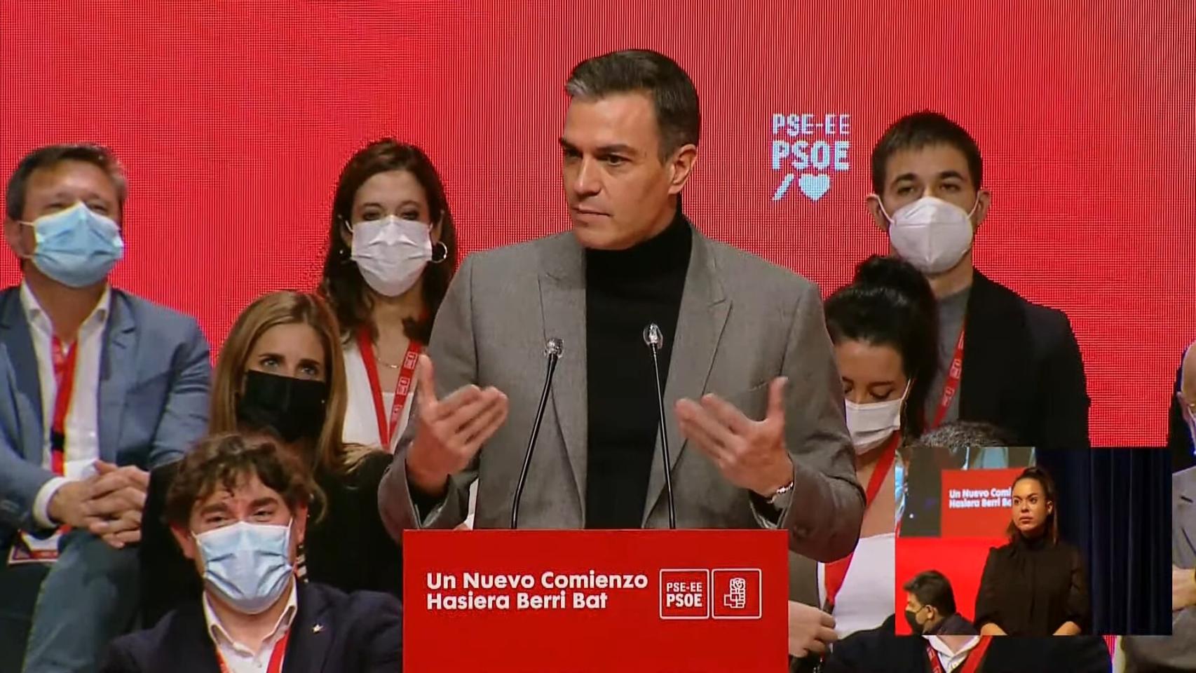 Pedro Sánchez, presidente del Gobierno y secretario general del PSOE, en el congreso del PSE, en Bilbao.