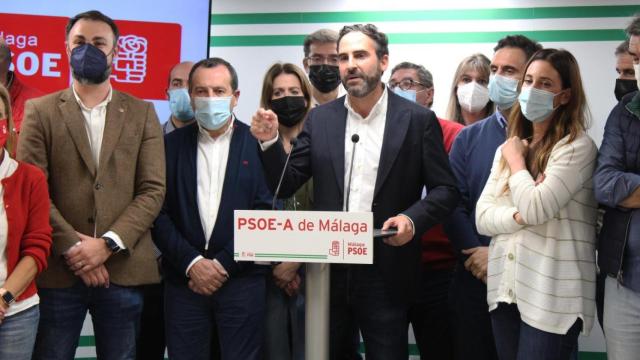 Dani Pérez en su primer discurso como secretario general del PSOE de Málaga.