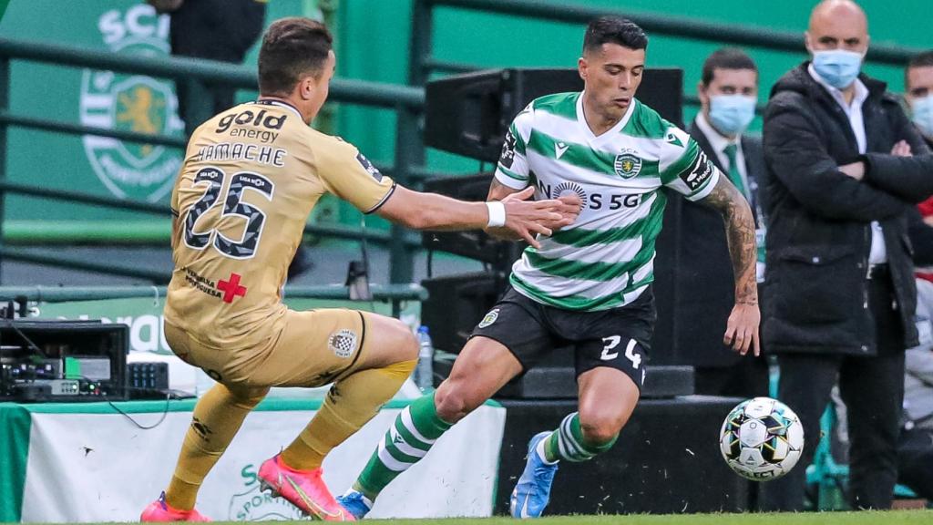 Pedro Porro, durante un partido con el Sporting de Portugal