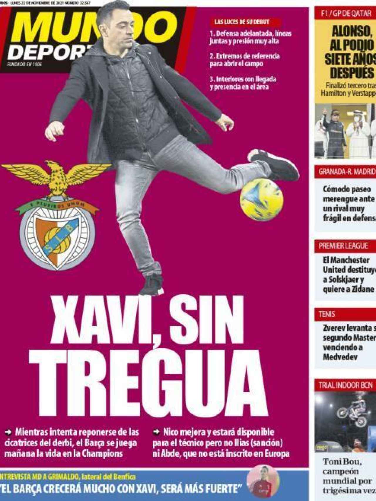 La portada del diario Mundo Deportivo (22/11/2021)