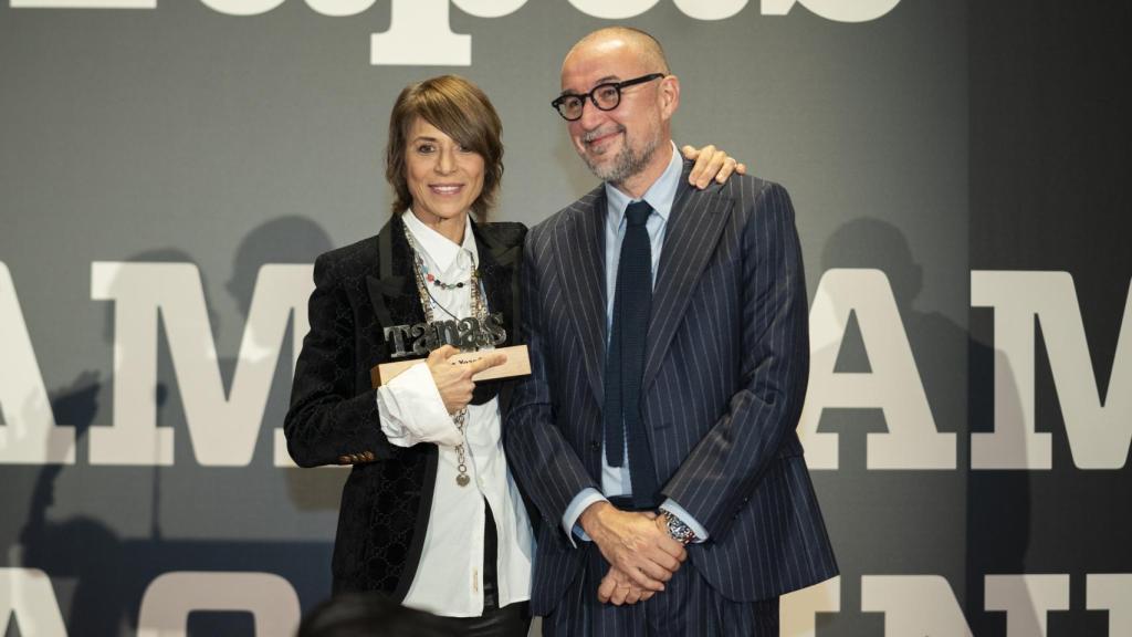 Dominique Crenn con Andrés Rodríguez durante la gala de TAPAS.