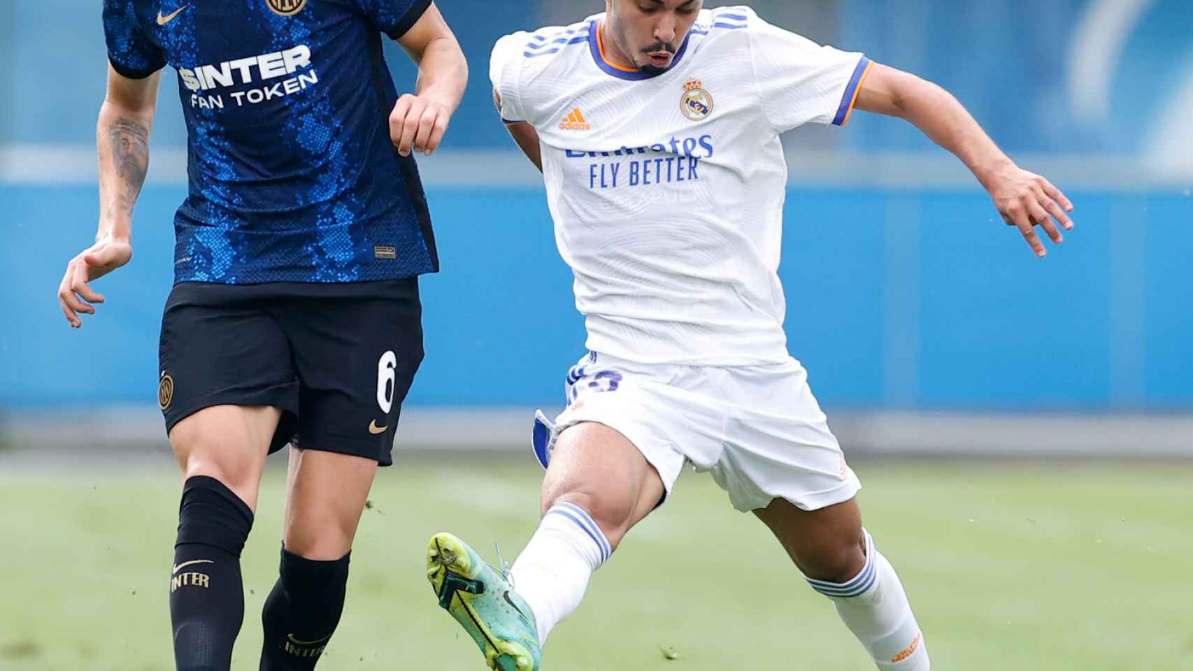 Israel Salazar, durante el partido entre el Real Madrid y el Inter de la Youth League.