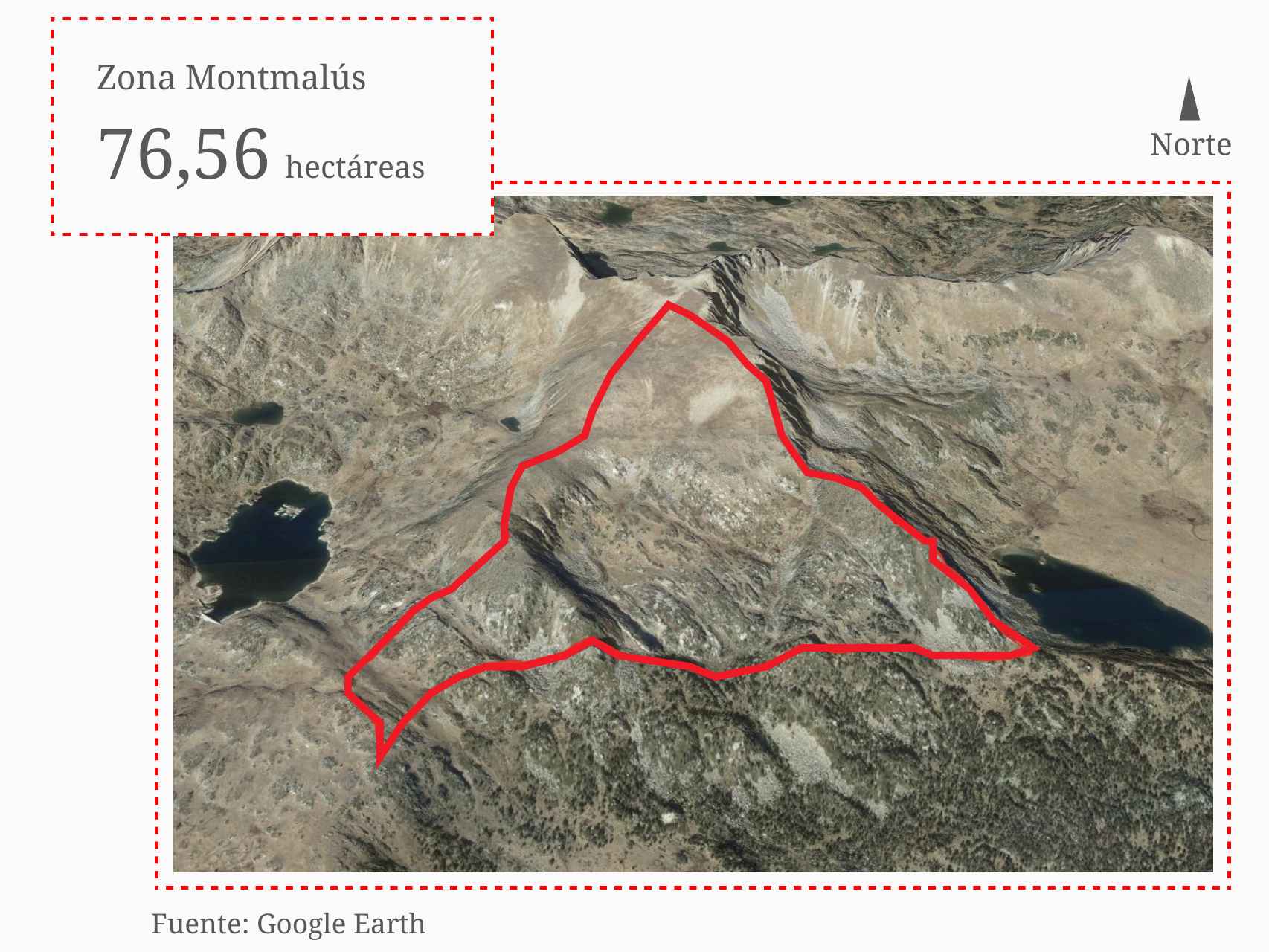 La tercera superficie en disputa ocupa una área de 76,56 hectáreas en la vertiente sur del pico de Montmalús.