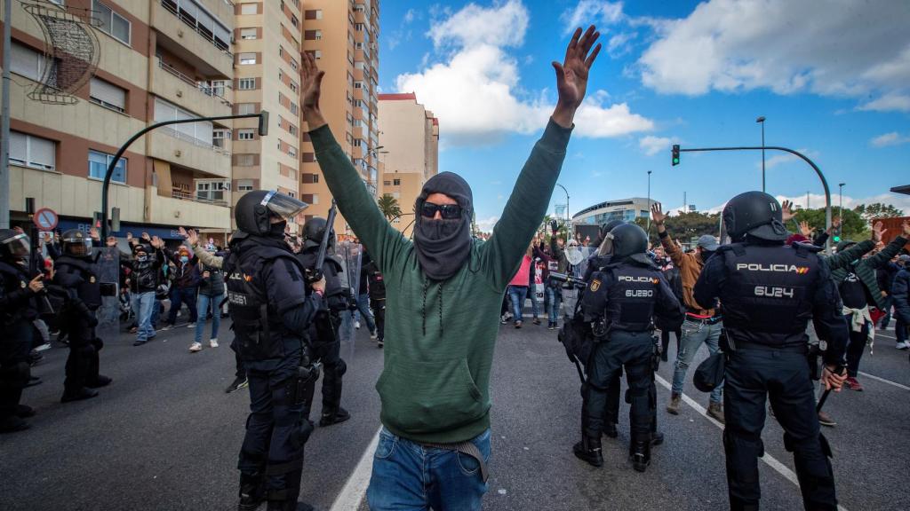 Una imagen de las protestas en Cádiz.